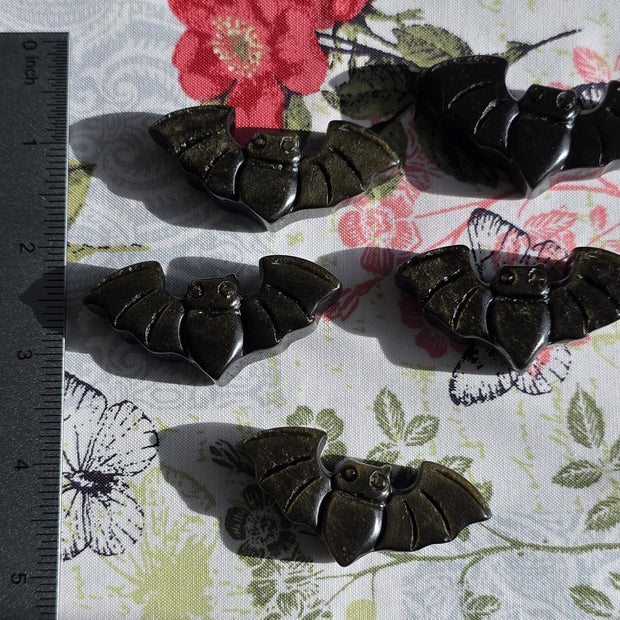 Gold Sheen Obsidian Bat - One Individual Bat Carving