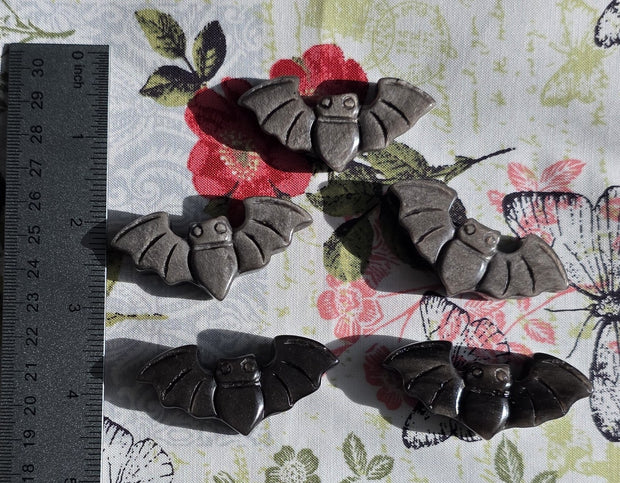 Silver Sheen Obsidian Bat - One Individual Bat Carving