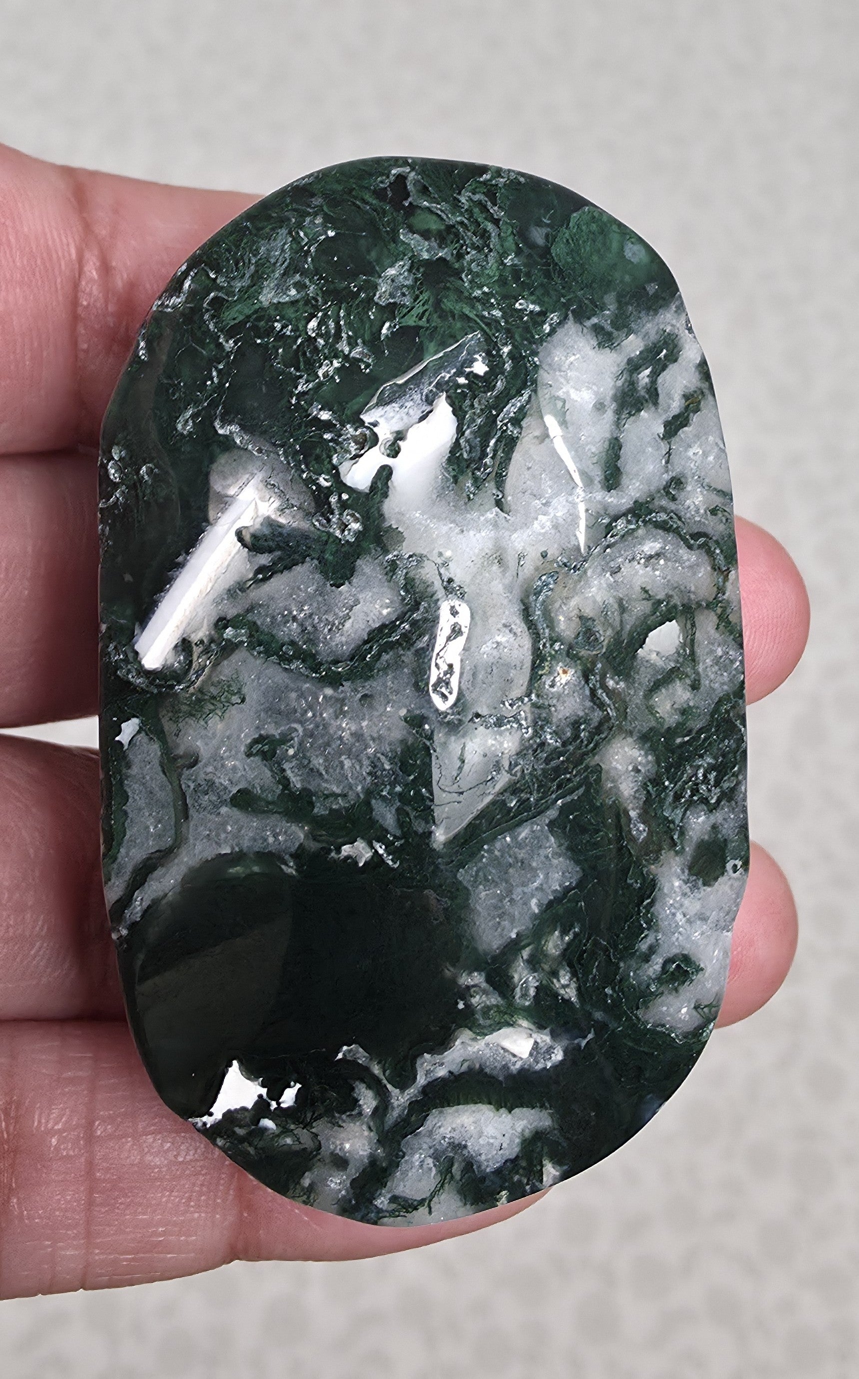 Moss Agate Palm Stone - Option A