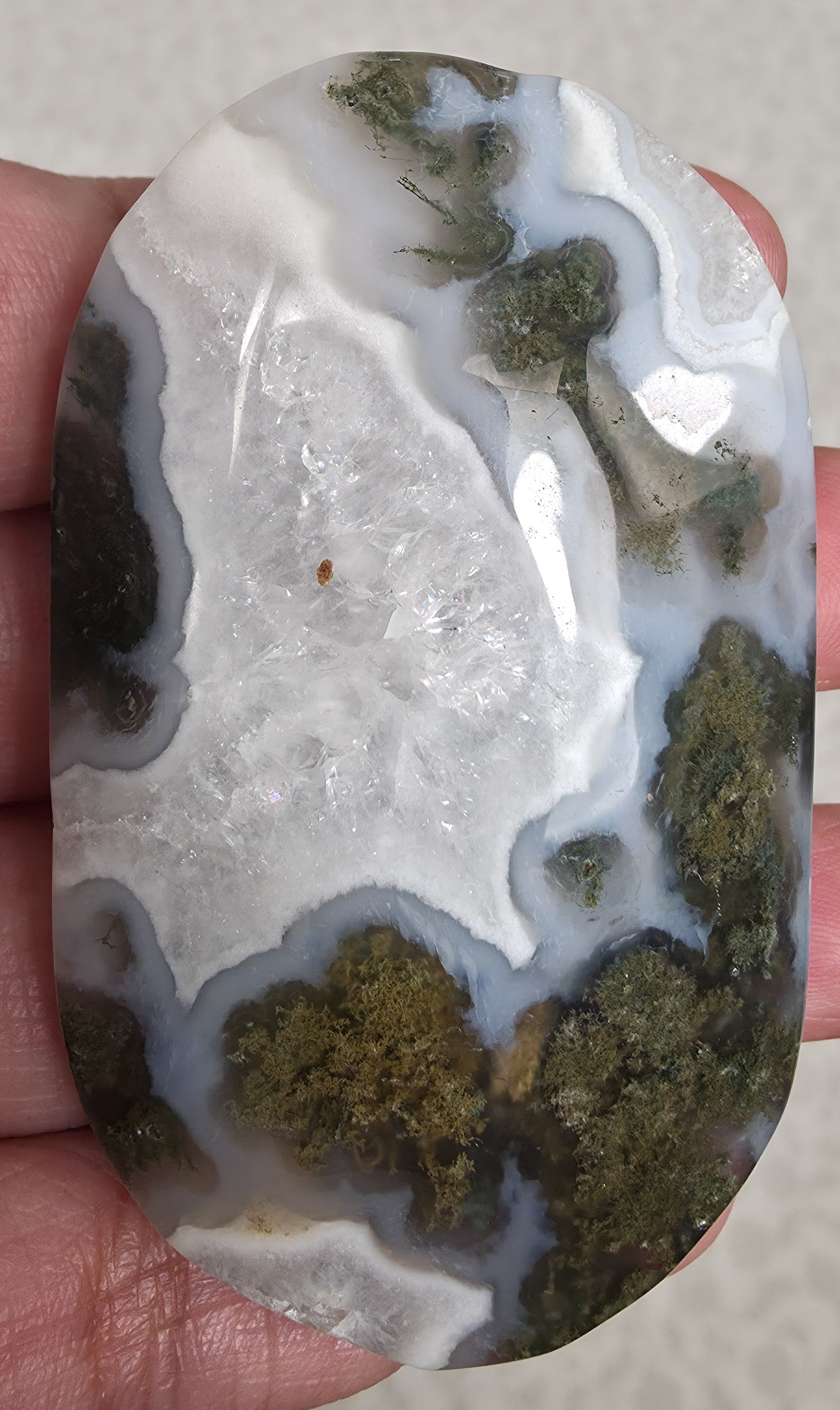 Moss Agate Palm Stone - Option C