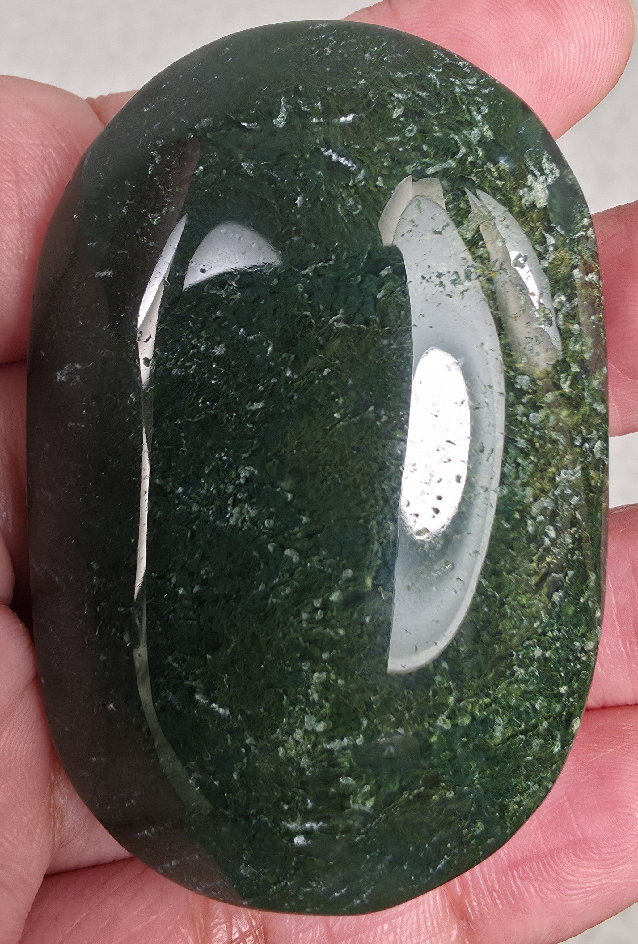 Moss Agate Palm Stone - Option D