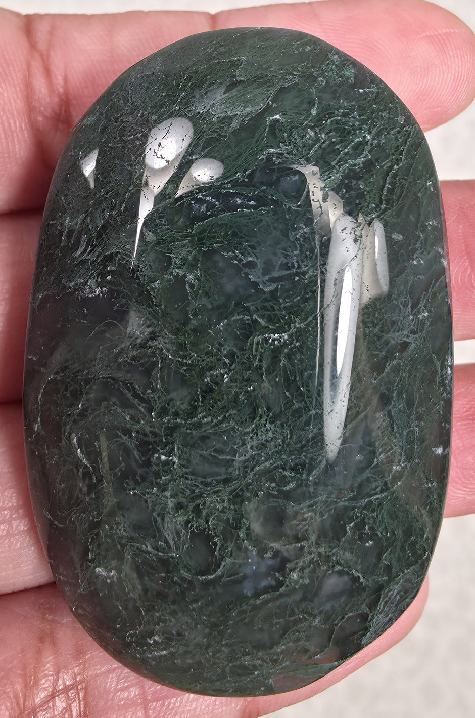 Moss Agate Palm Stone - Option E