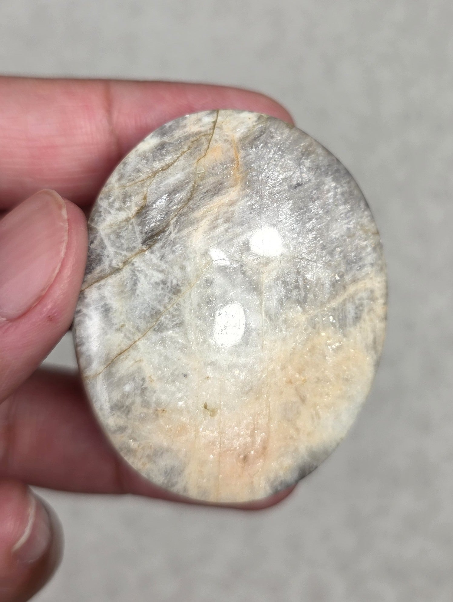 Grey Moonstone Palmstone - Option D