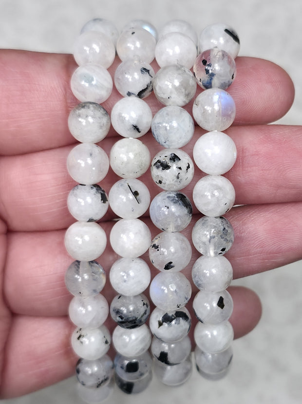 Rainbow Moonstone Bracelet - One Individual Bracelet - Wrist Size Approximately 6.5 in. - 7.5mm Beads