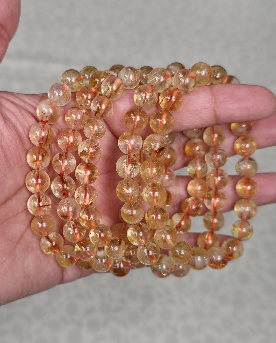 Citrine Bracelet - One Individual Bracelet - Wrist Size Approximately 6.5 in. - 8mm Beads