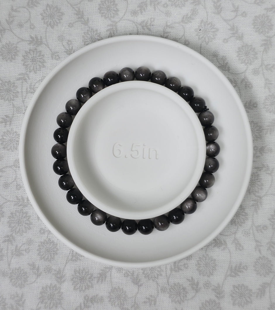 Silver Sheen Obsidian Bracelet - One Individual Bracelet - Wrist Size Approximately 6.5 in. - 6mm Beads