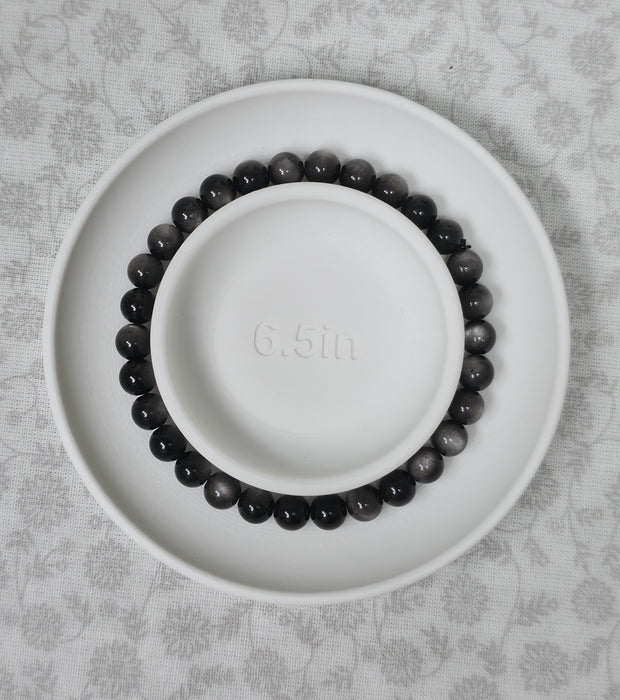 Silver Sheen Obsidian Bracelet - One Individual Bracelet - Wrist Size Approximately 6.5 in. - 6mm Beads