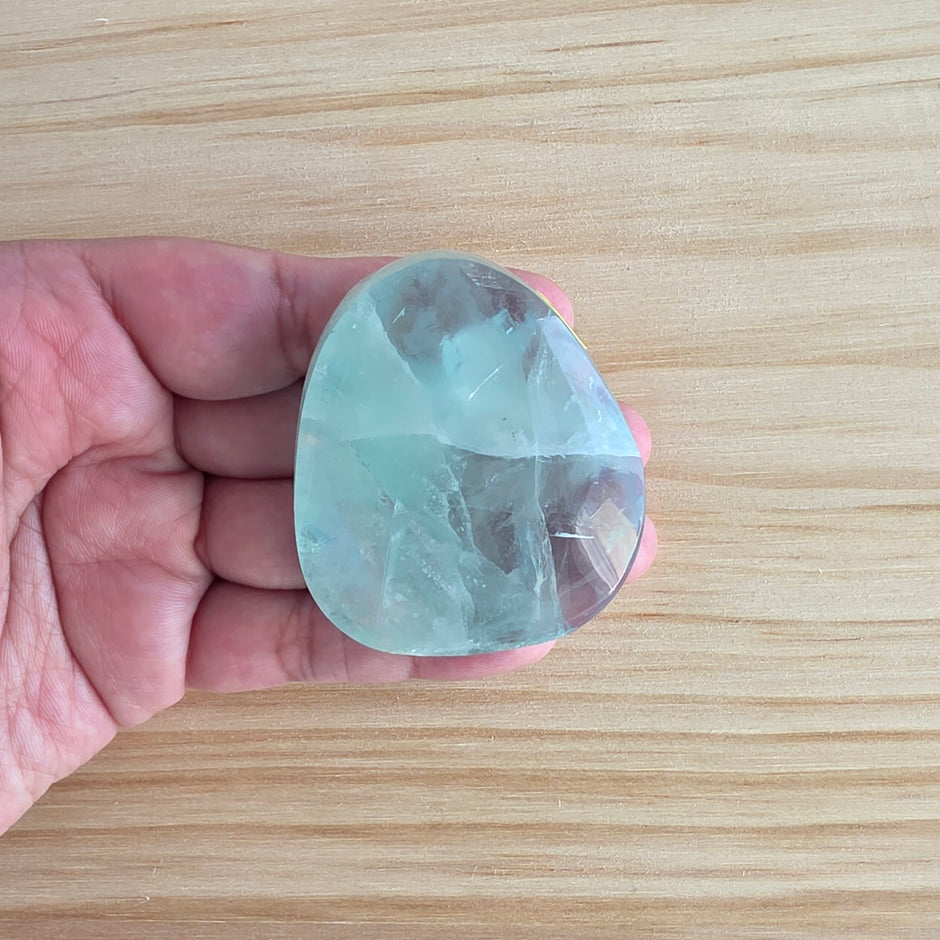 Seafoam Fluorite Palm Stone | Option Q