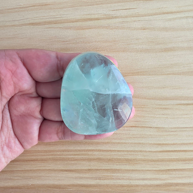Seafoam Fluorite Palm Stone | Option Q