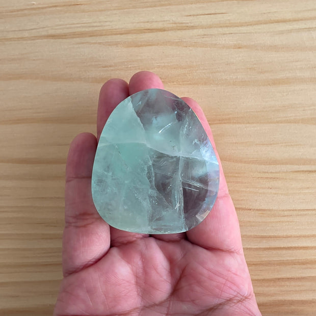 Seafoam Fluorite Palm Stone | Option Q