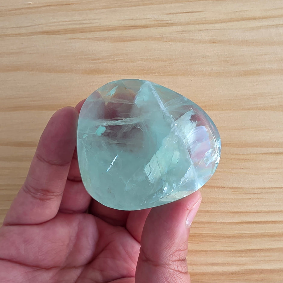 Seafoam Fluorite Palm Stone | Option Q