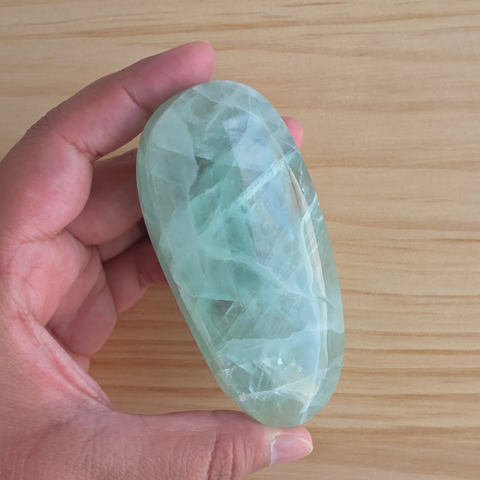 Seafoam Fluorite Palm Stone | Option R