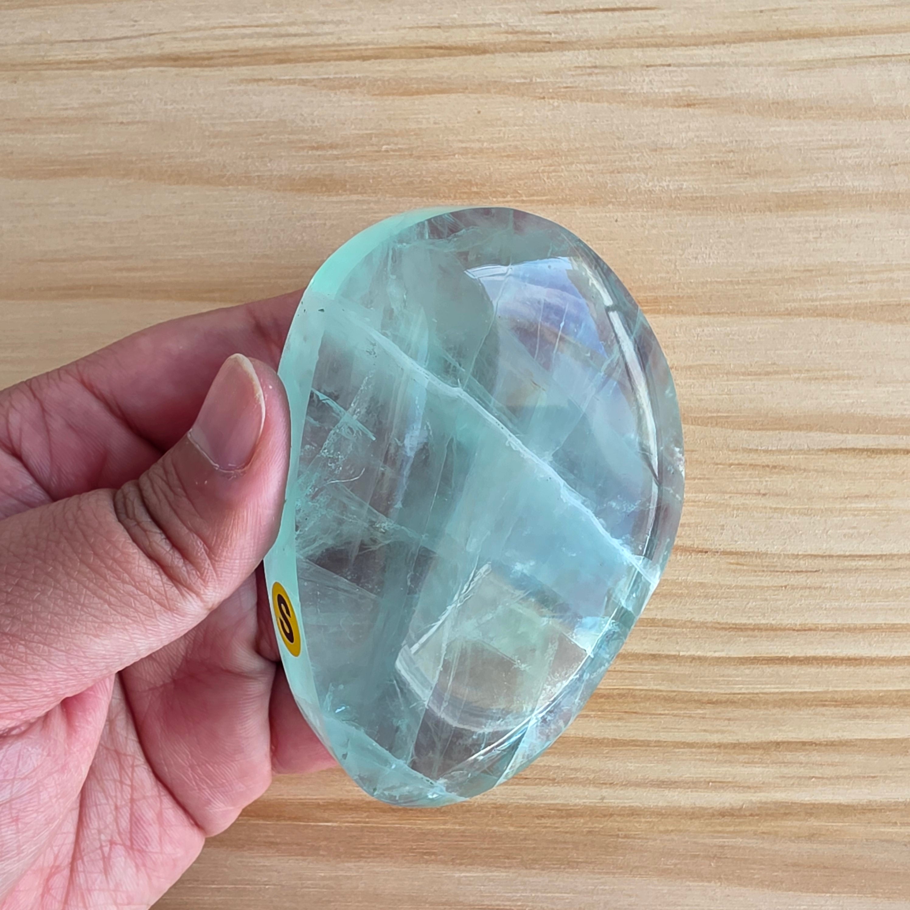 Seafoam Fluorite Palm Stone | Option S