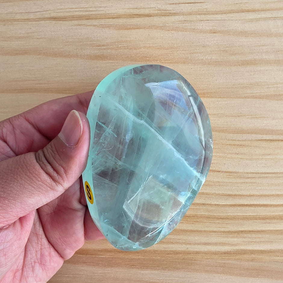 Seafoam Fluorite Palm Stone | Option S