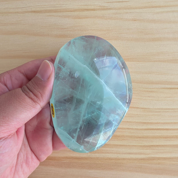 Seafoam Fluorite Palm Stone | Option S