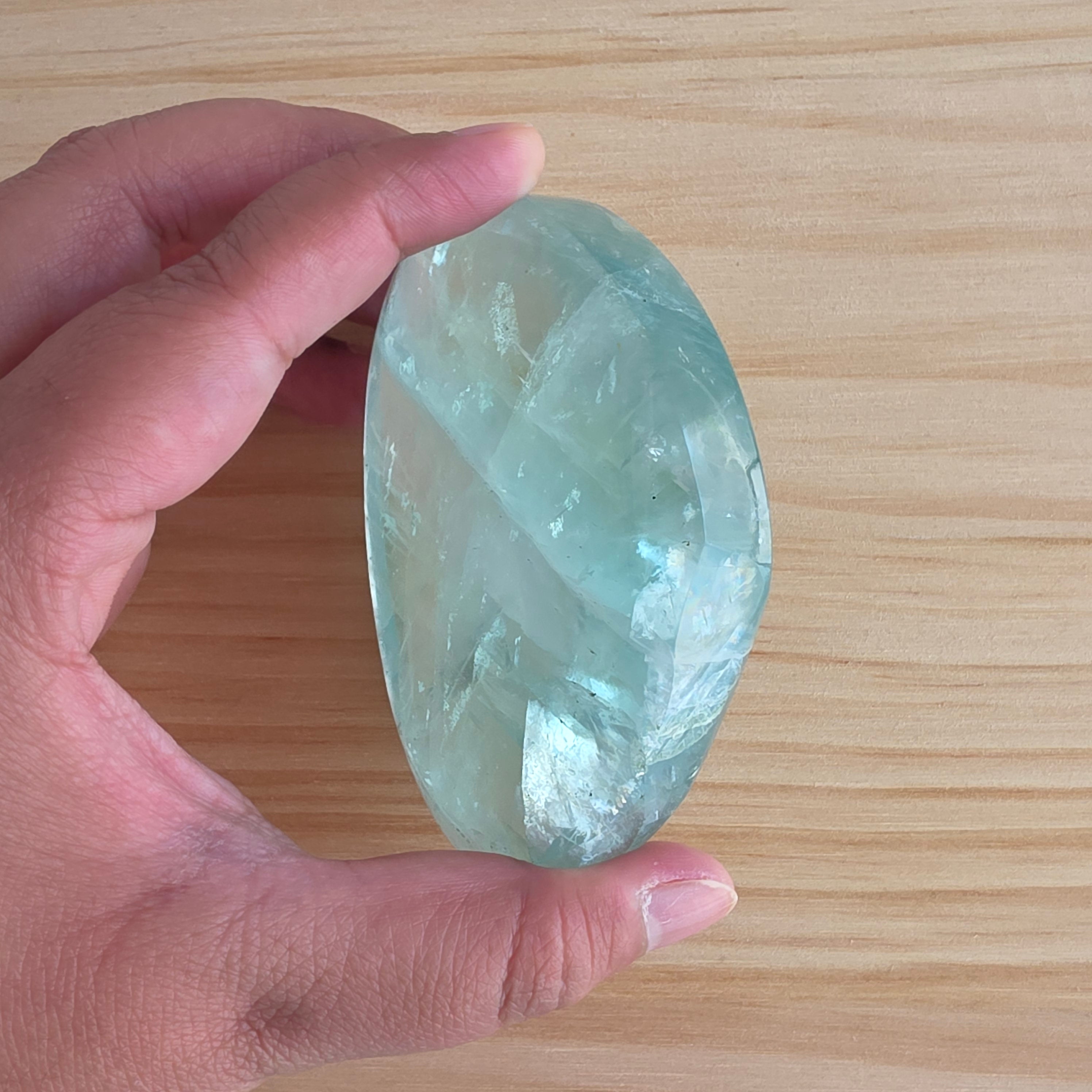Seafoam Fluorite Palm Stone | Option S