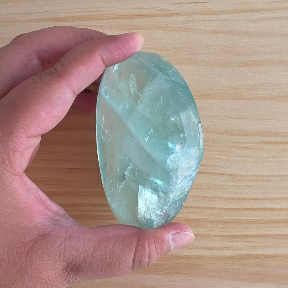 Seafoam Fluorite Palm Stone | Option S