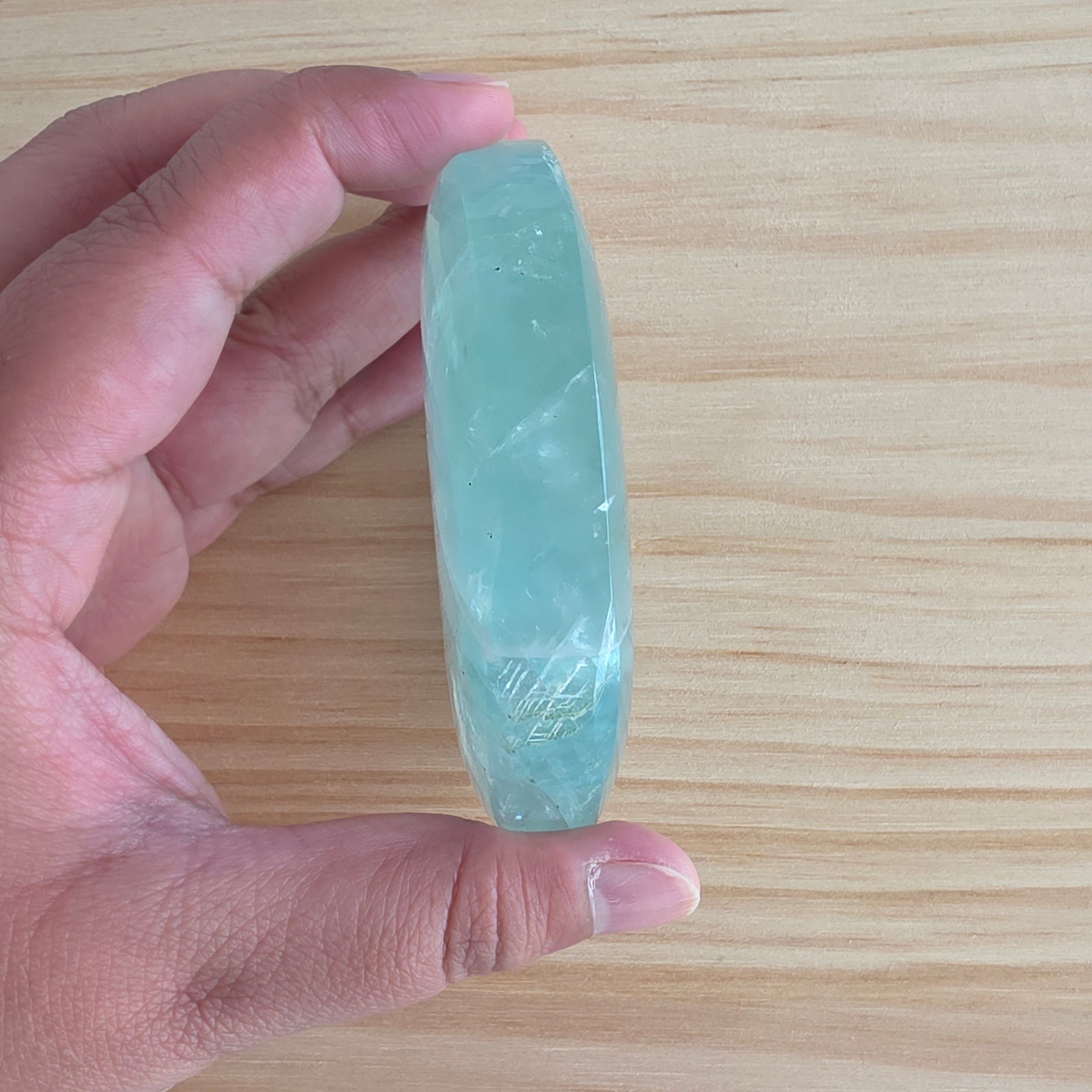 Seafoam Fluorite Palm Stone | Option S