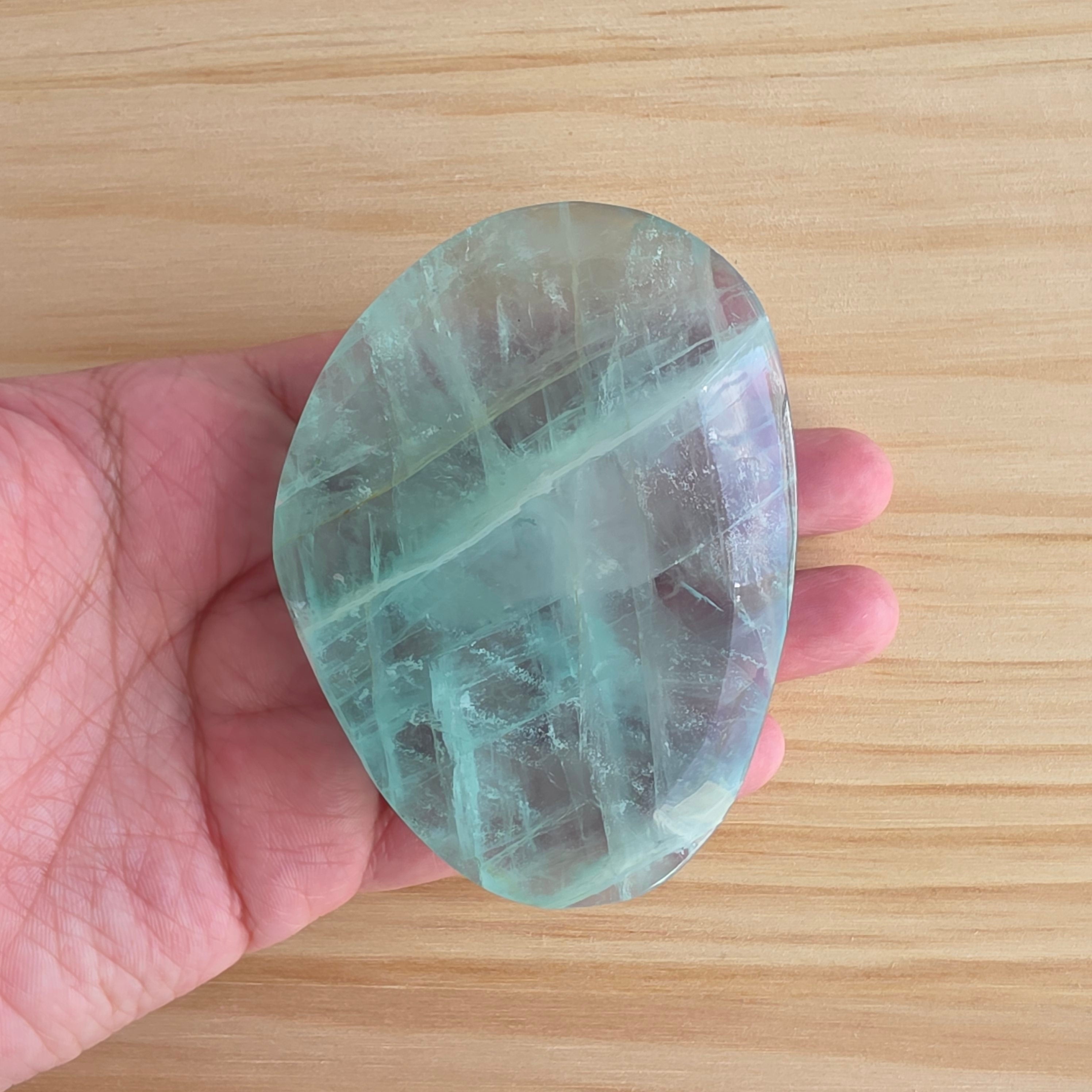 Seafoam Fluorite Palm Stone | Option S