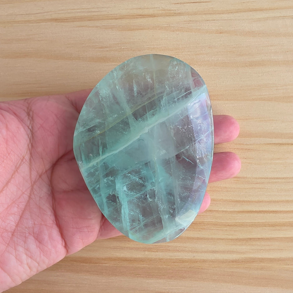 Seafoam Fluorite Palm Stone | Option S