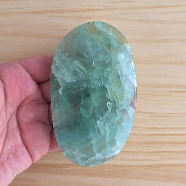 Seafoam Fluorite Palm Stone | Option T