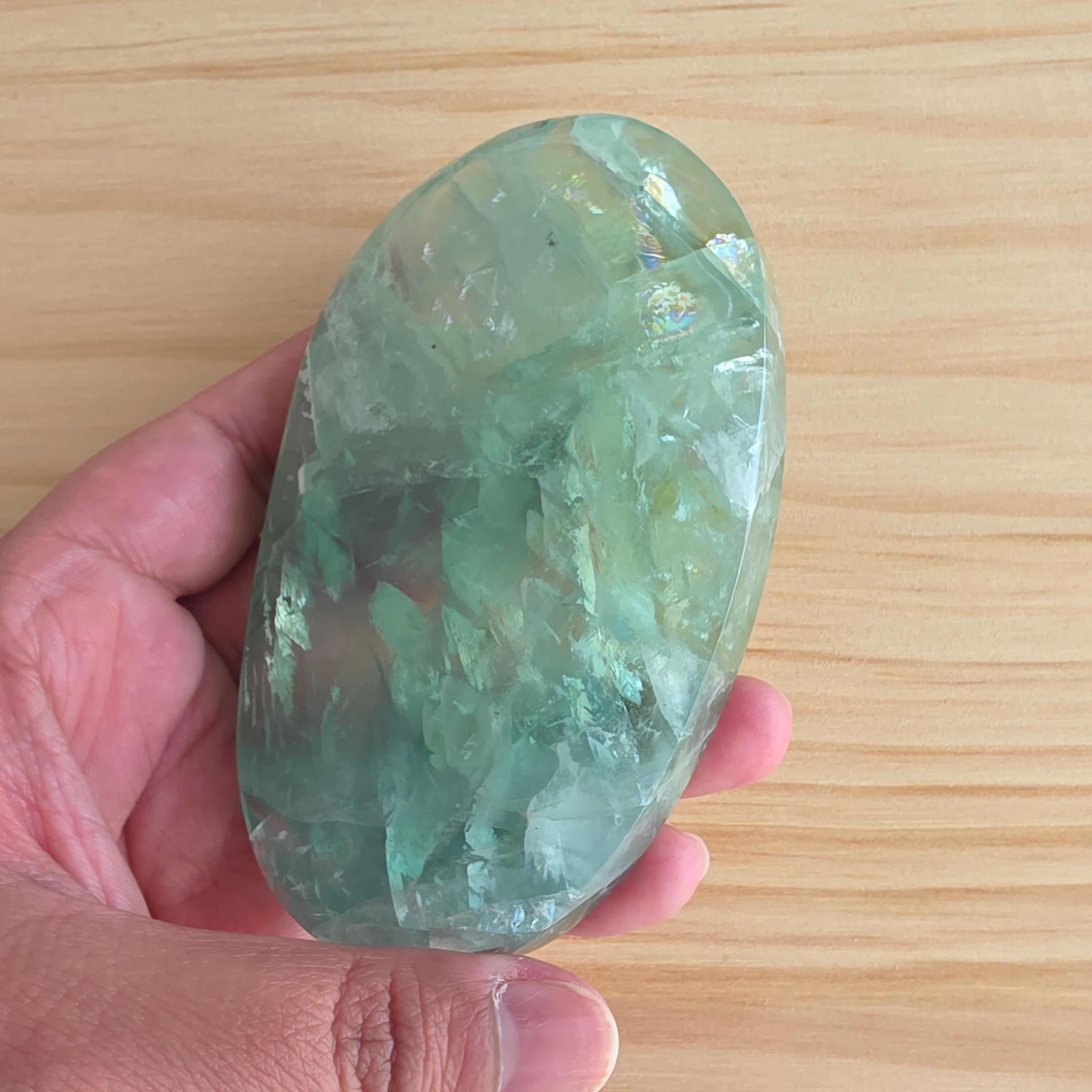Seafoam Fluorite Palm Stone | Option T