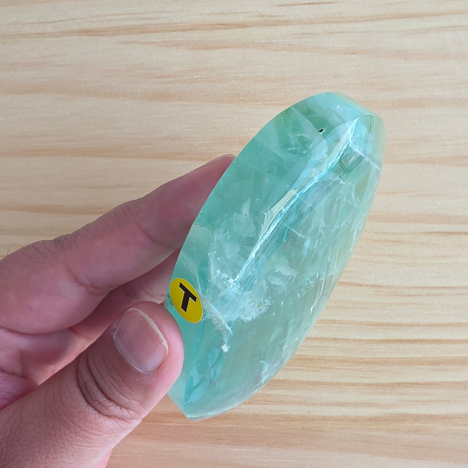 Seafoam Fluorite Palm Stone | Option T