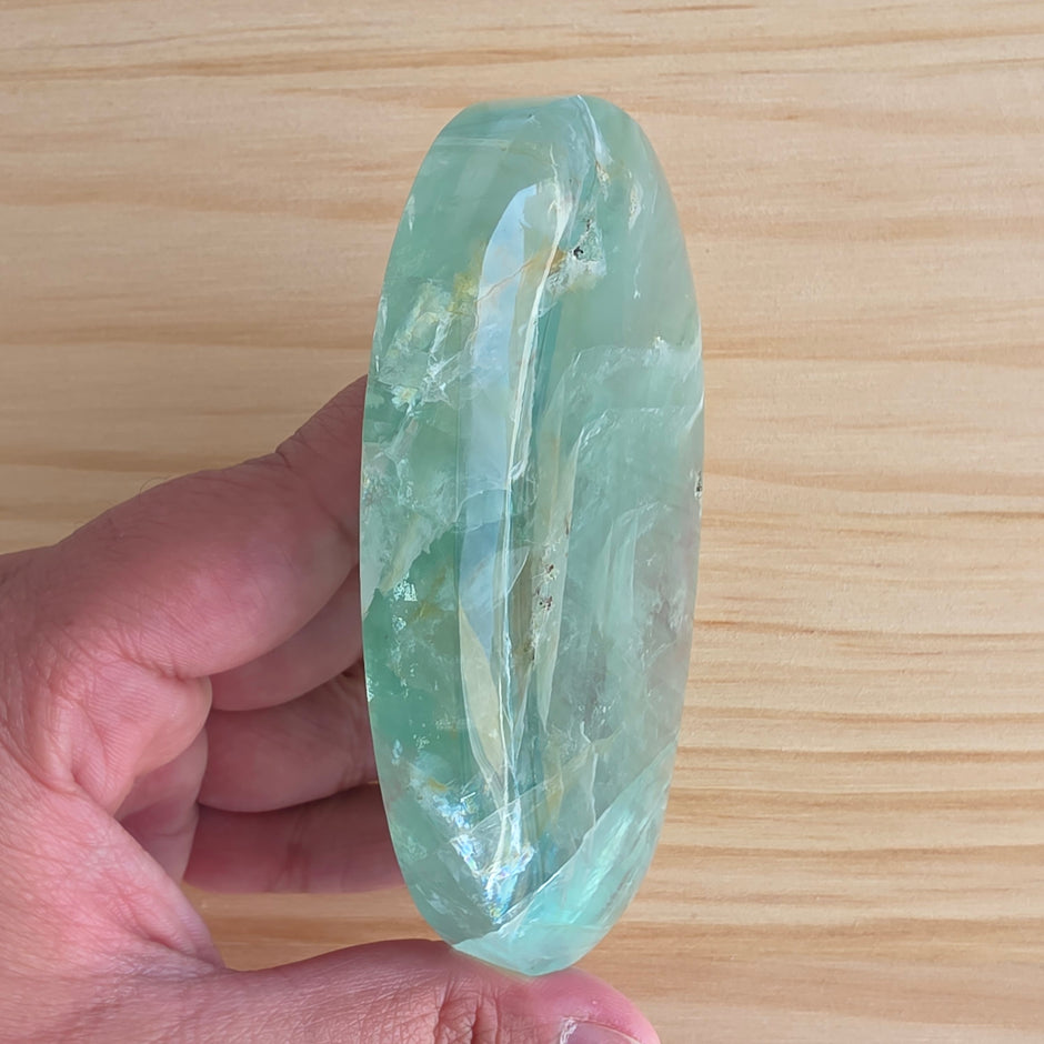 Seafoam Fluorite Palm Stone | Option T