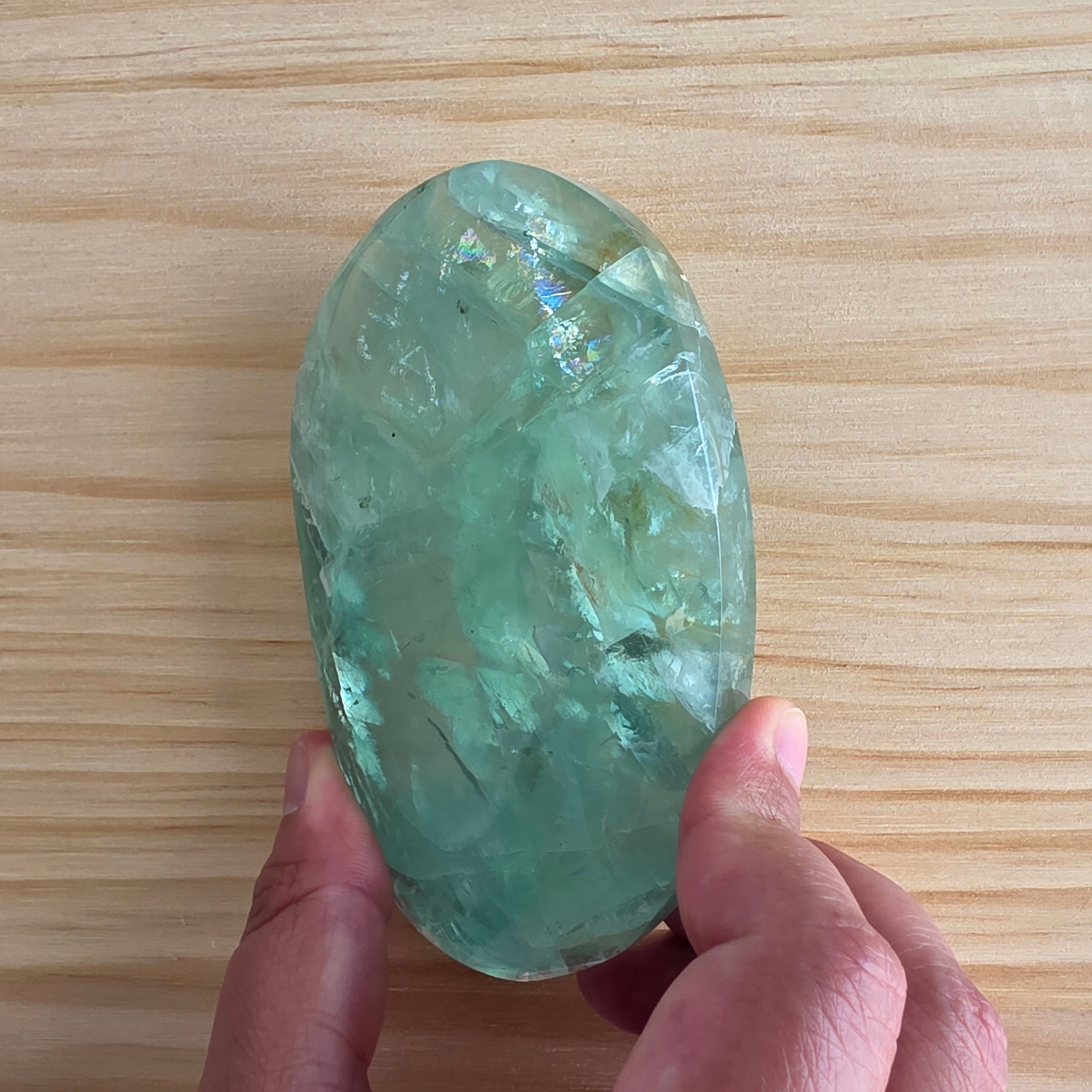 Seafoam Fluorite Palm Stone | Option T