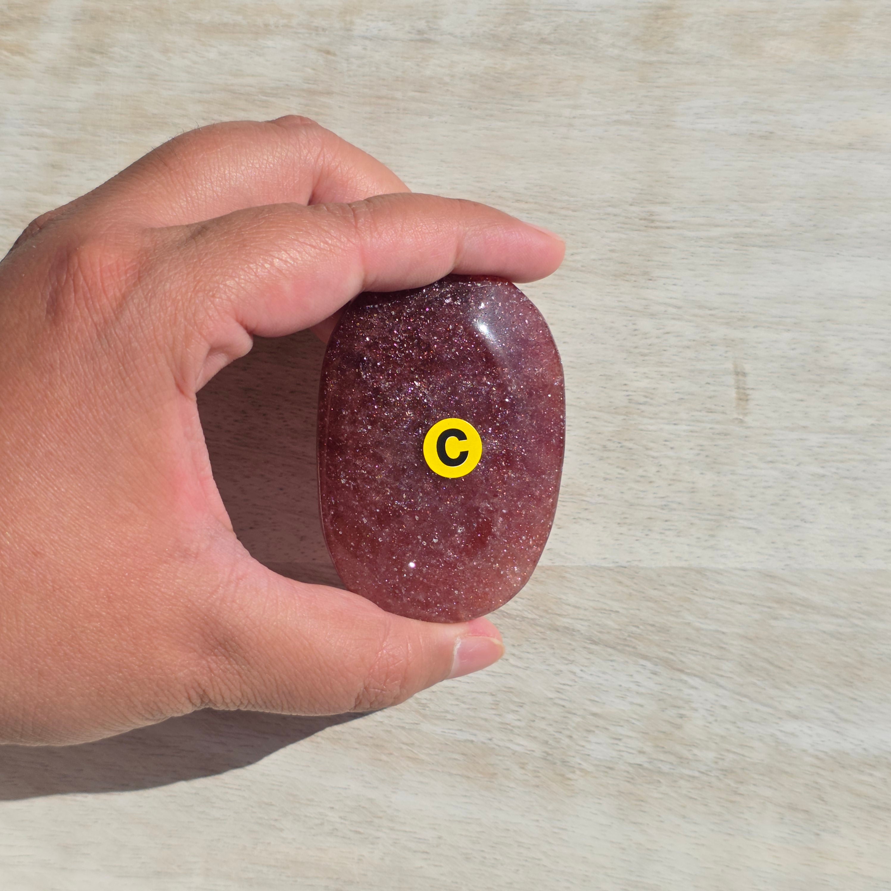 Strawberry Quartz Palm Stones | Option C