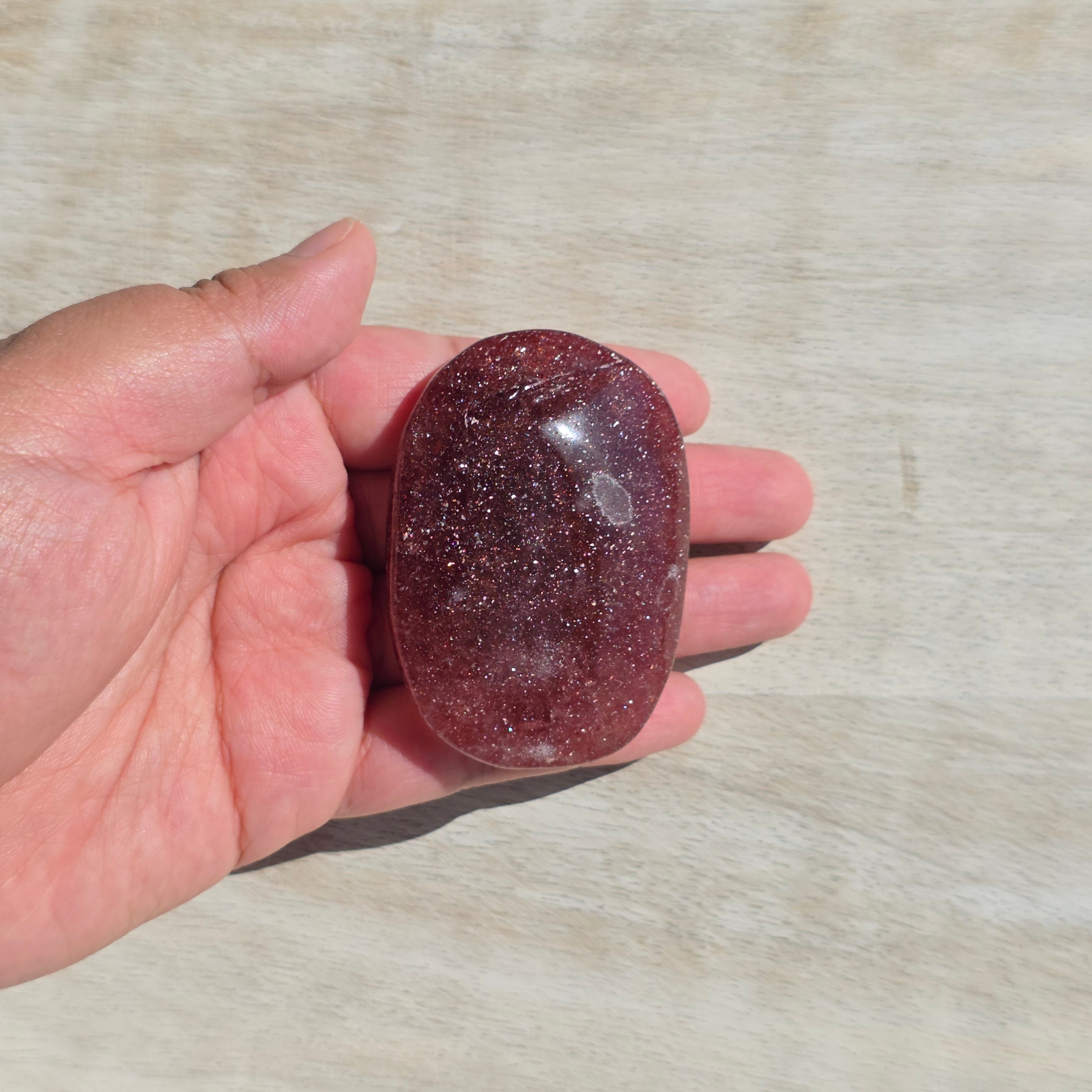 Strawberry Quartz Palm Stones | Option C