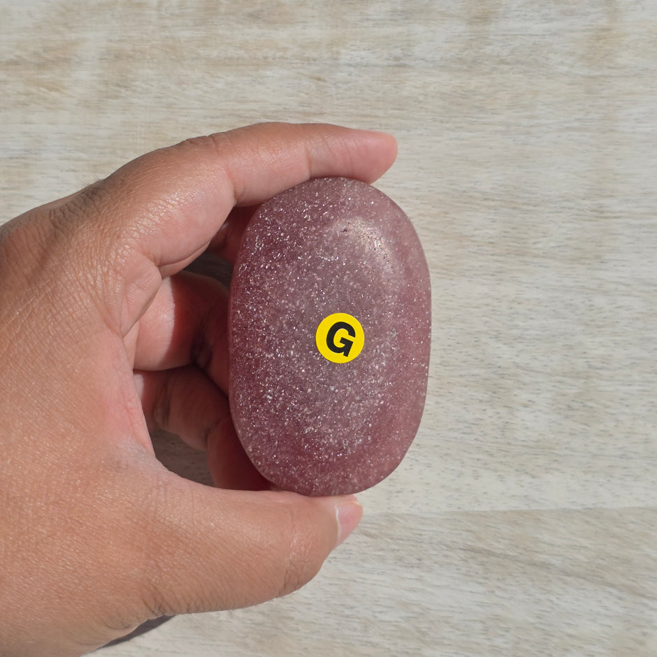(Matte) Strawberry Quartz Palm Stones | Option G