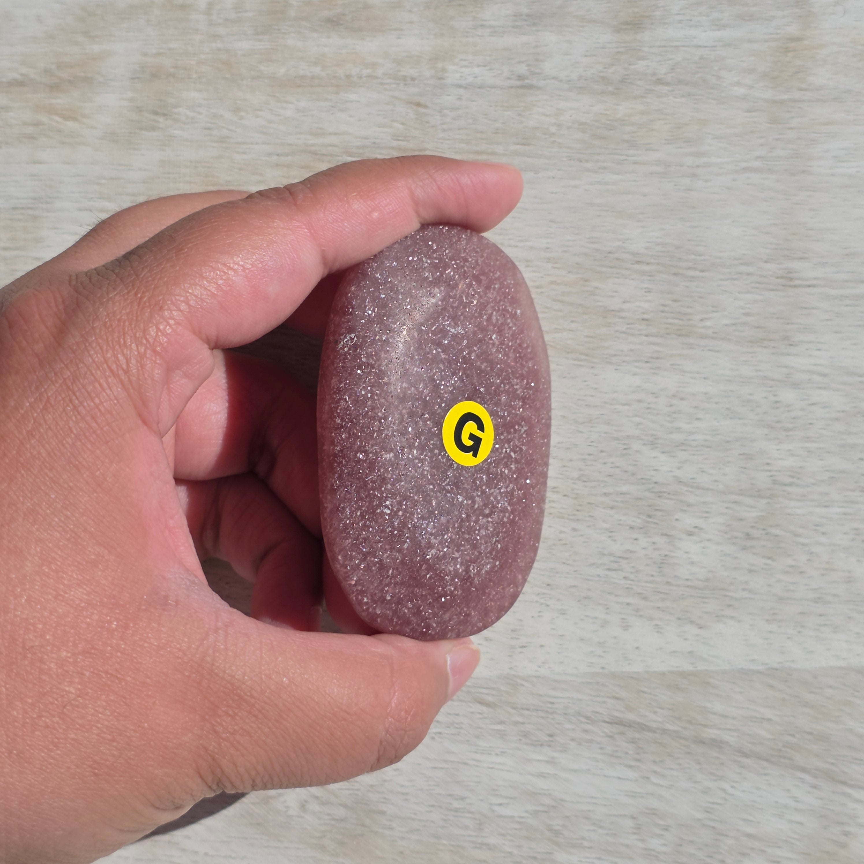 (Matte) Strawberry Quartz Palm Stones | Option G