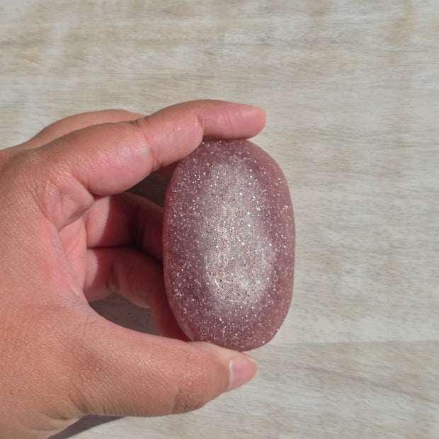 (Matte) Strawberry Quartz Palm Stones | Option G