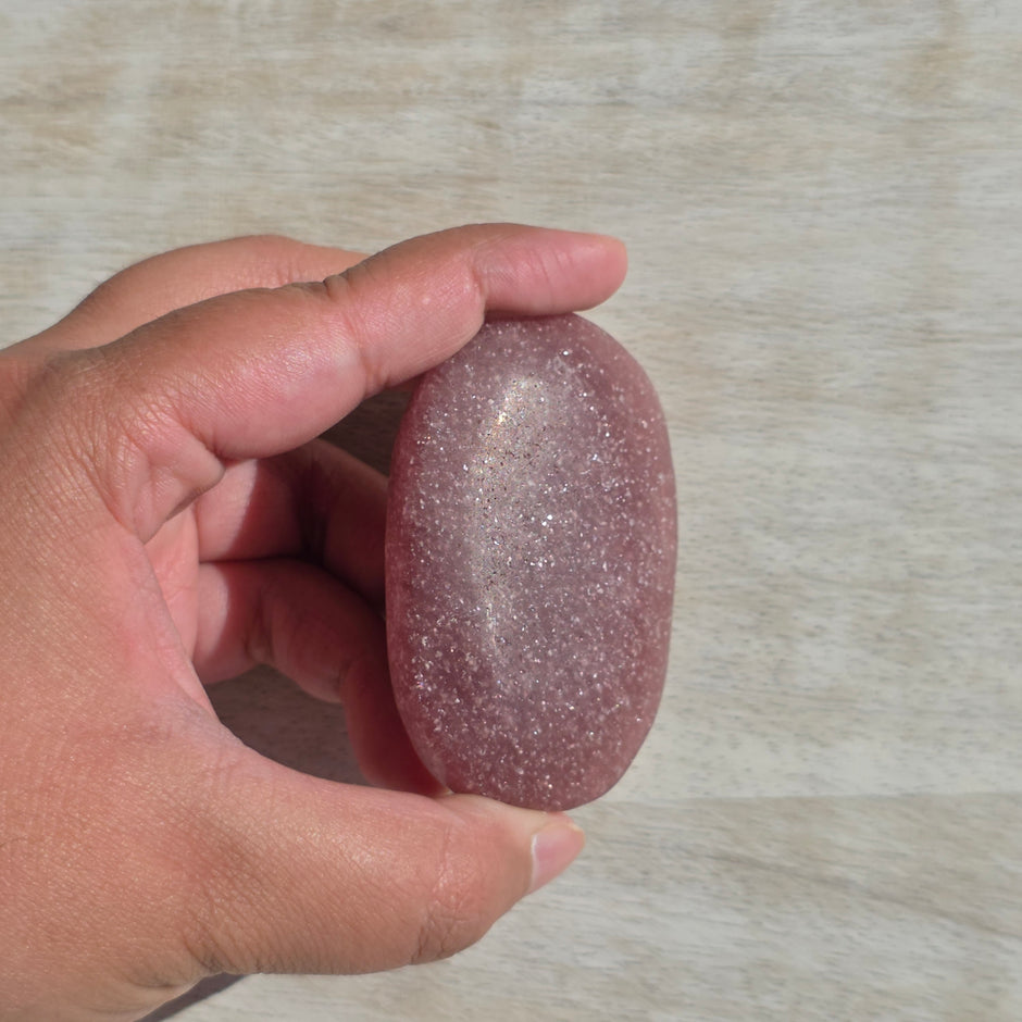(Matte) Strawberry Quartz Palm Stones | Option G