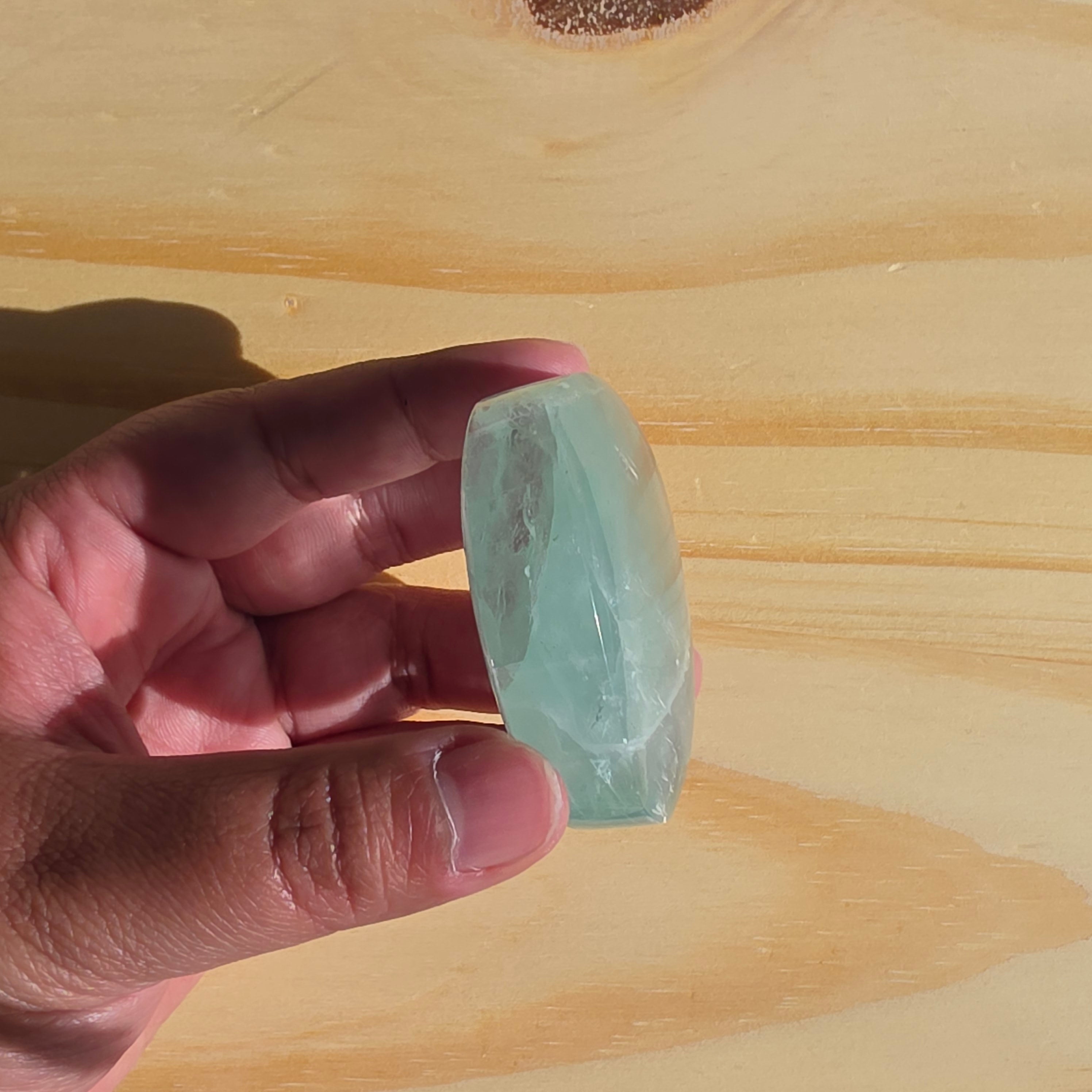 Seafoam Fluorite Palm Stone | Option Q