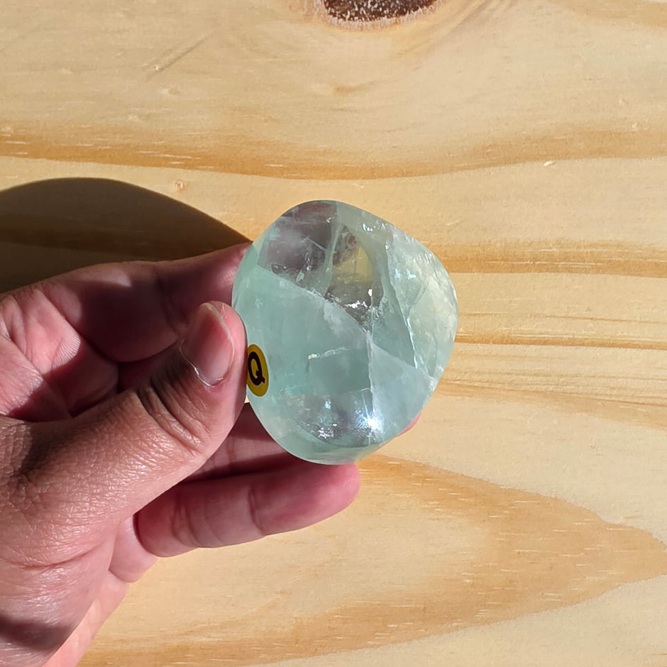 Seafoam Fluorite Palm Stone | Option Q