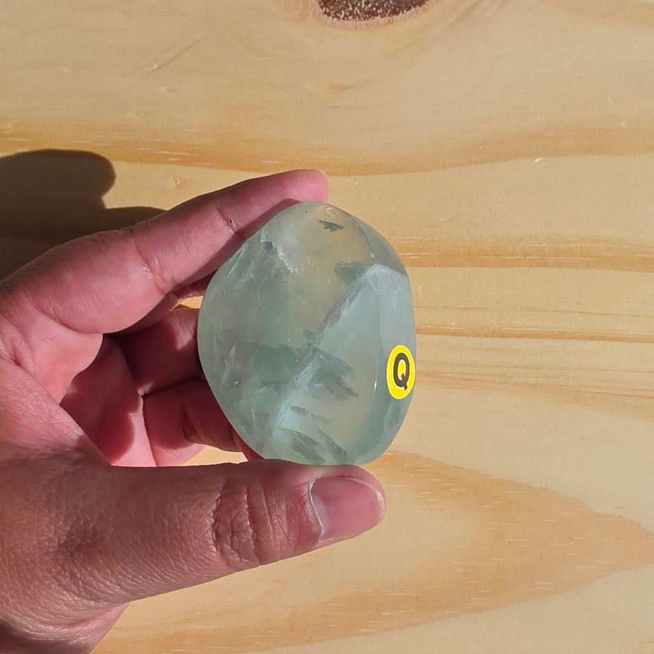 Seafoam Fluorite Palm Stone | Option Q