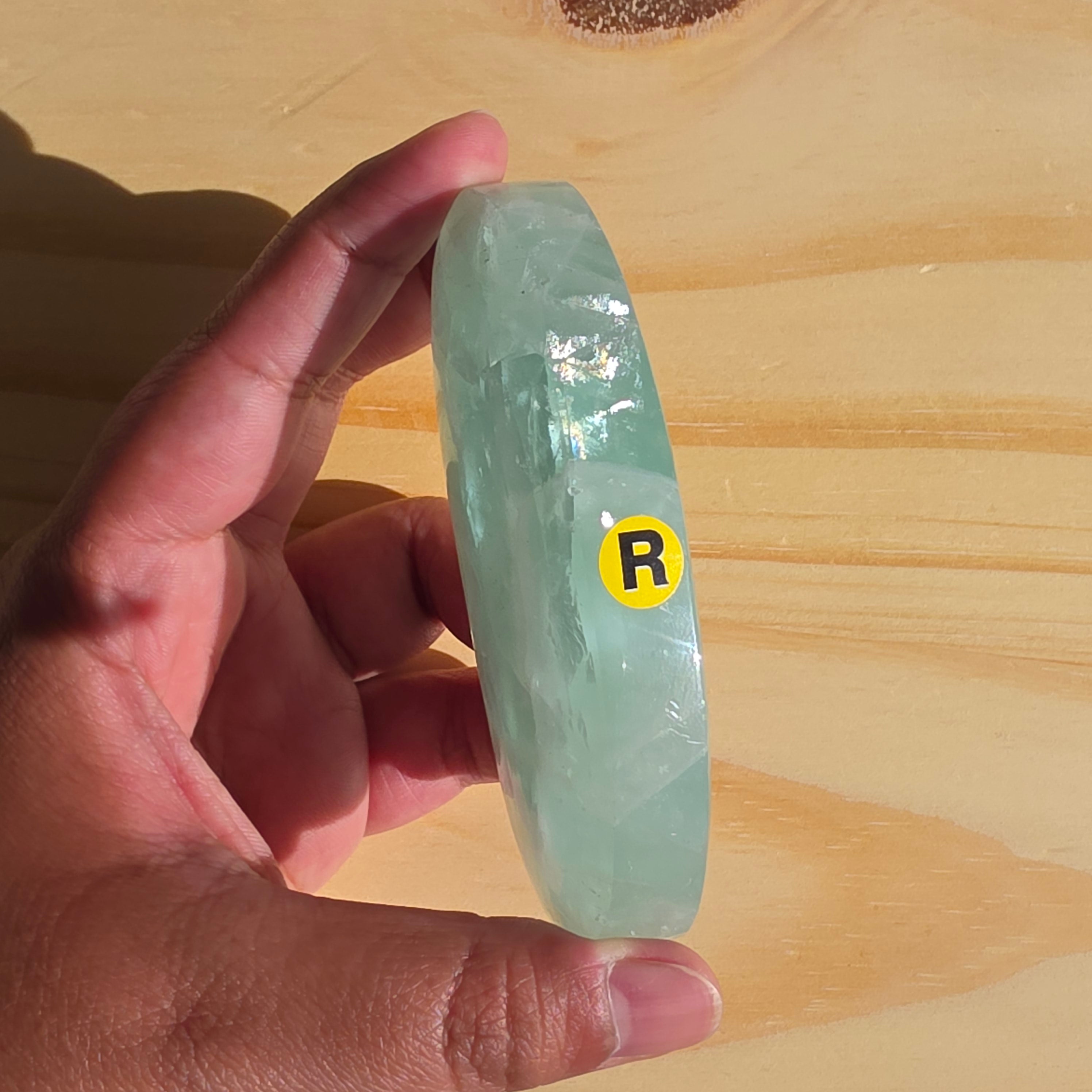 Seafoam Fluorite Palm Stone | Option R