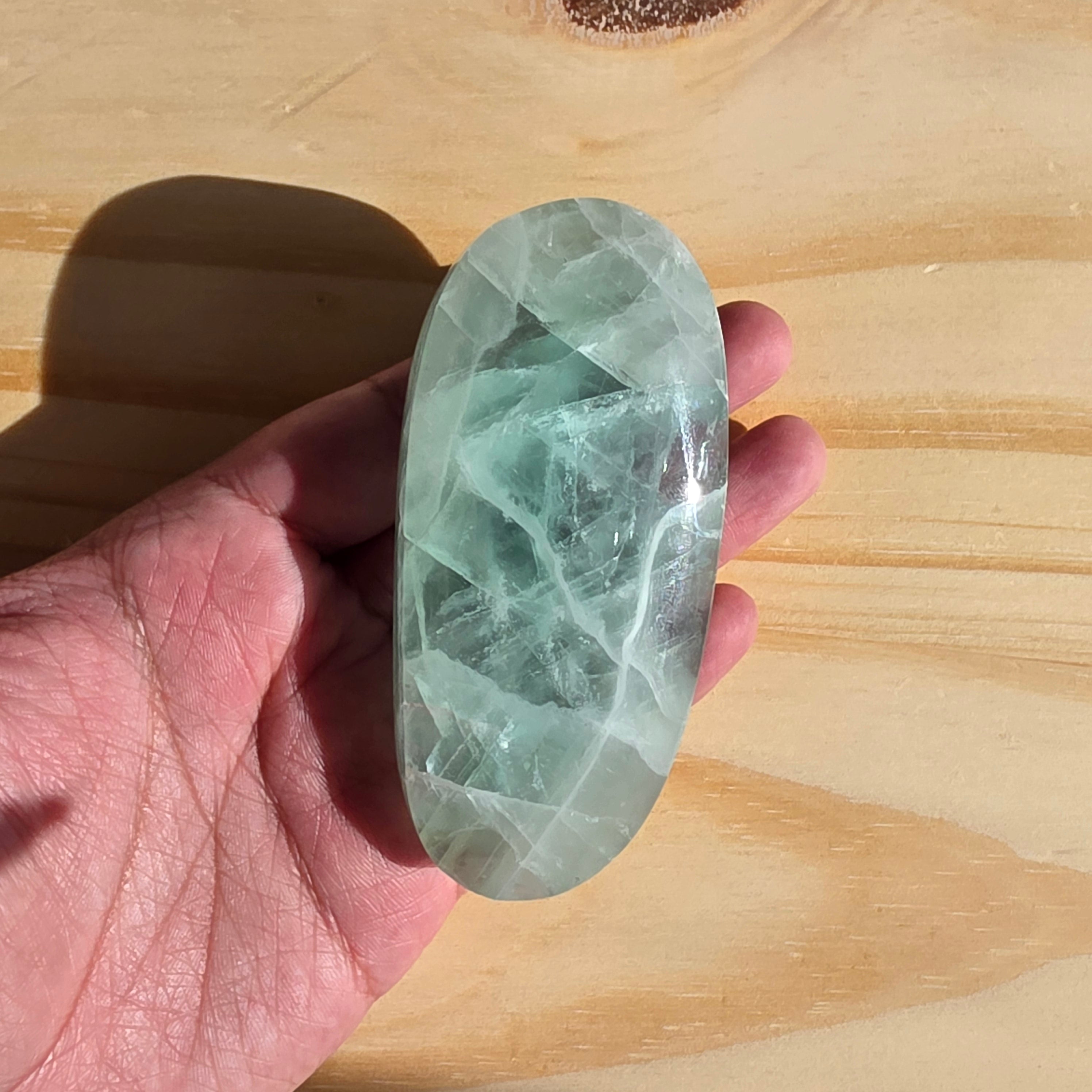 Seafoam Fluorite Palm Stone | Option R