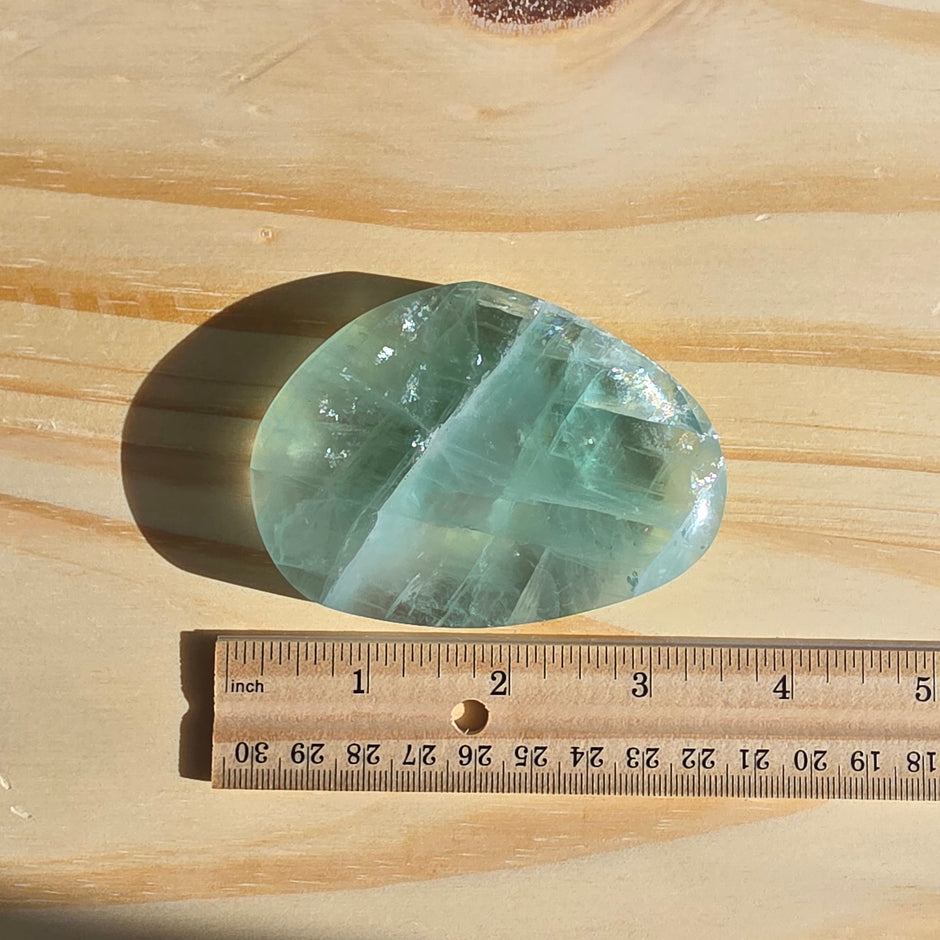 Seafoam Fluorite Palm Stone | Option S