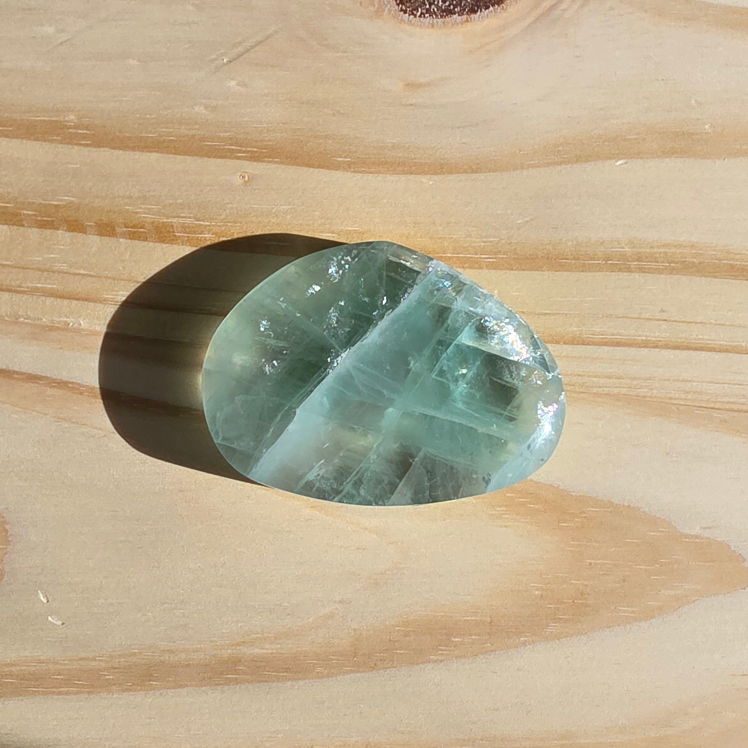Seafoam Fluorite Palm Stone | Option S