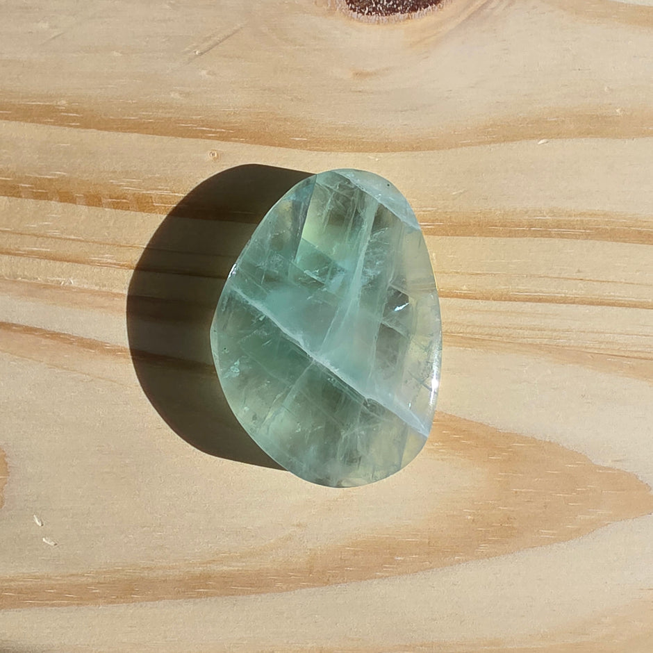 Seafoam Fluorite Palm Stone | Option S