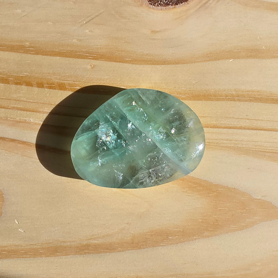 Seafoam Fluorite Palm Stone | Option S