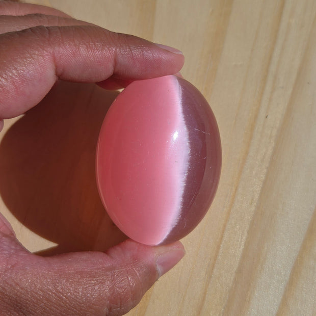 Pink Blossom Cat’s Eye Palmstone (Synthetic) | One Individual Palmstone