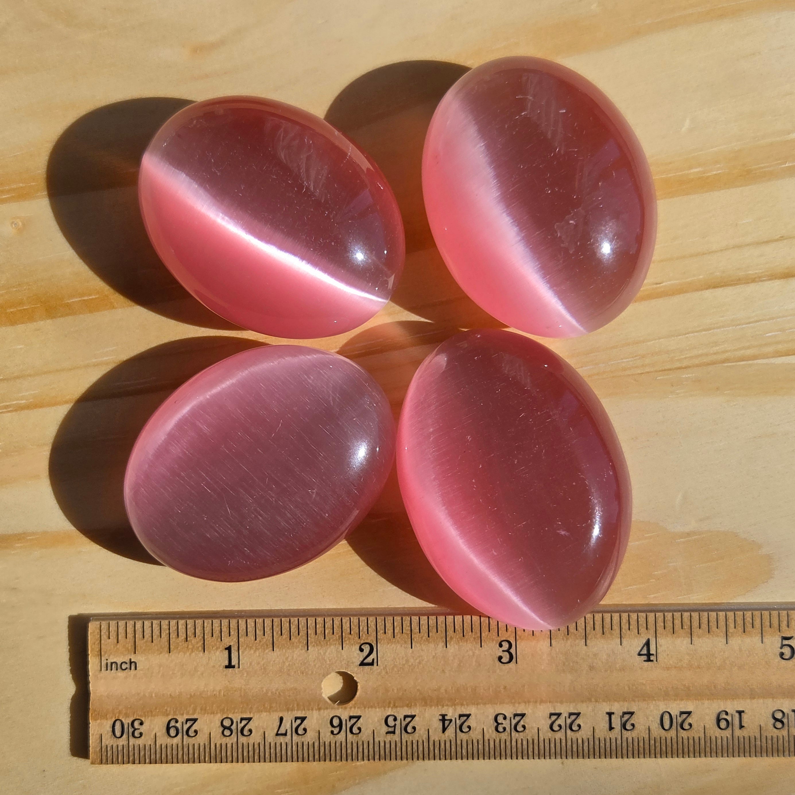 Pink Blossom Cat’s Eye Palmstone (Synthetic) | One Individual Palmstone