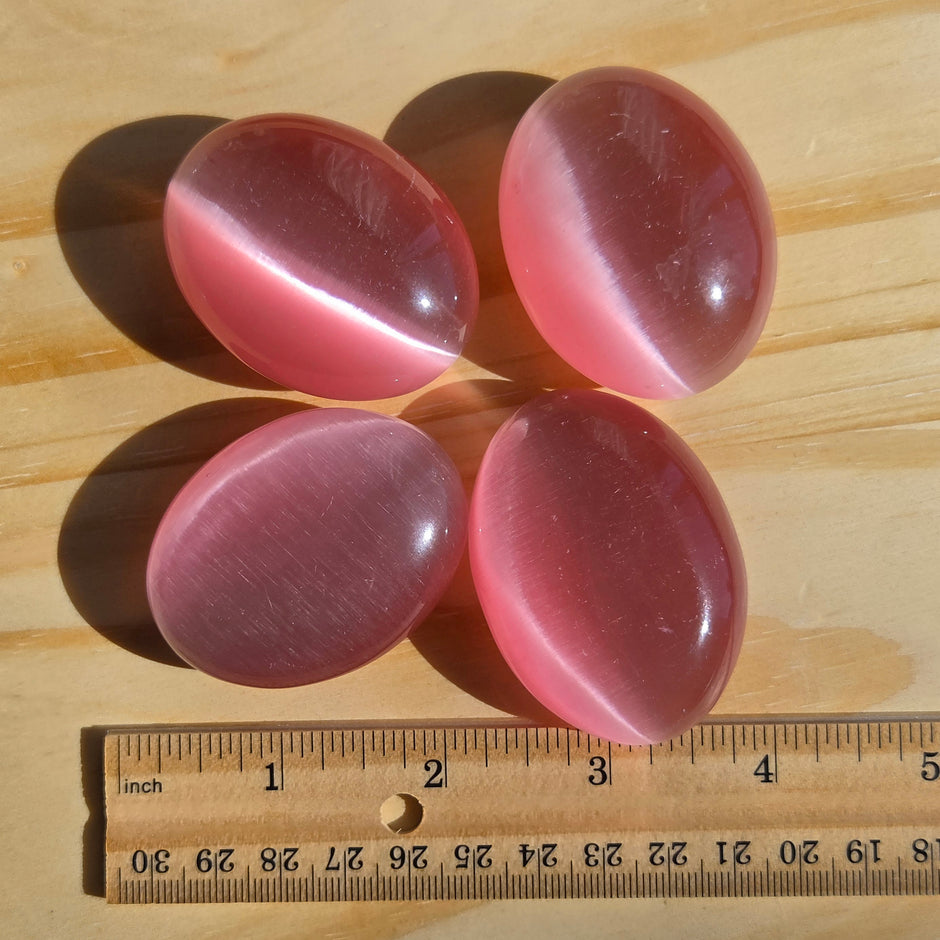 Pink Blossom Cat’s Eye Palmstone (Synthetic) | One Individual Palmstone