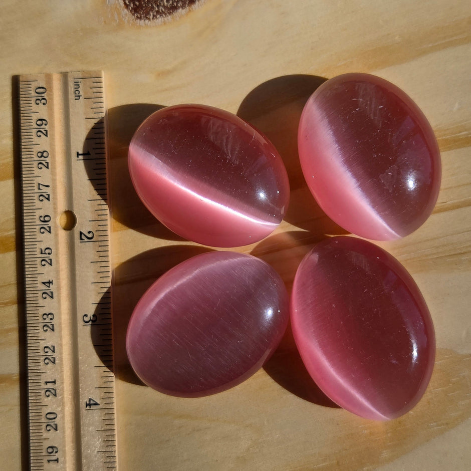Pink Blossom Cat’s Eye Palmstone (Synthetic) | One Individual Palmstone