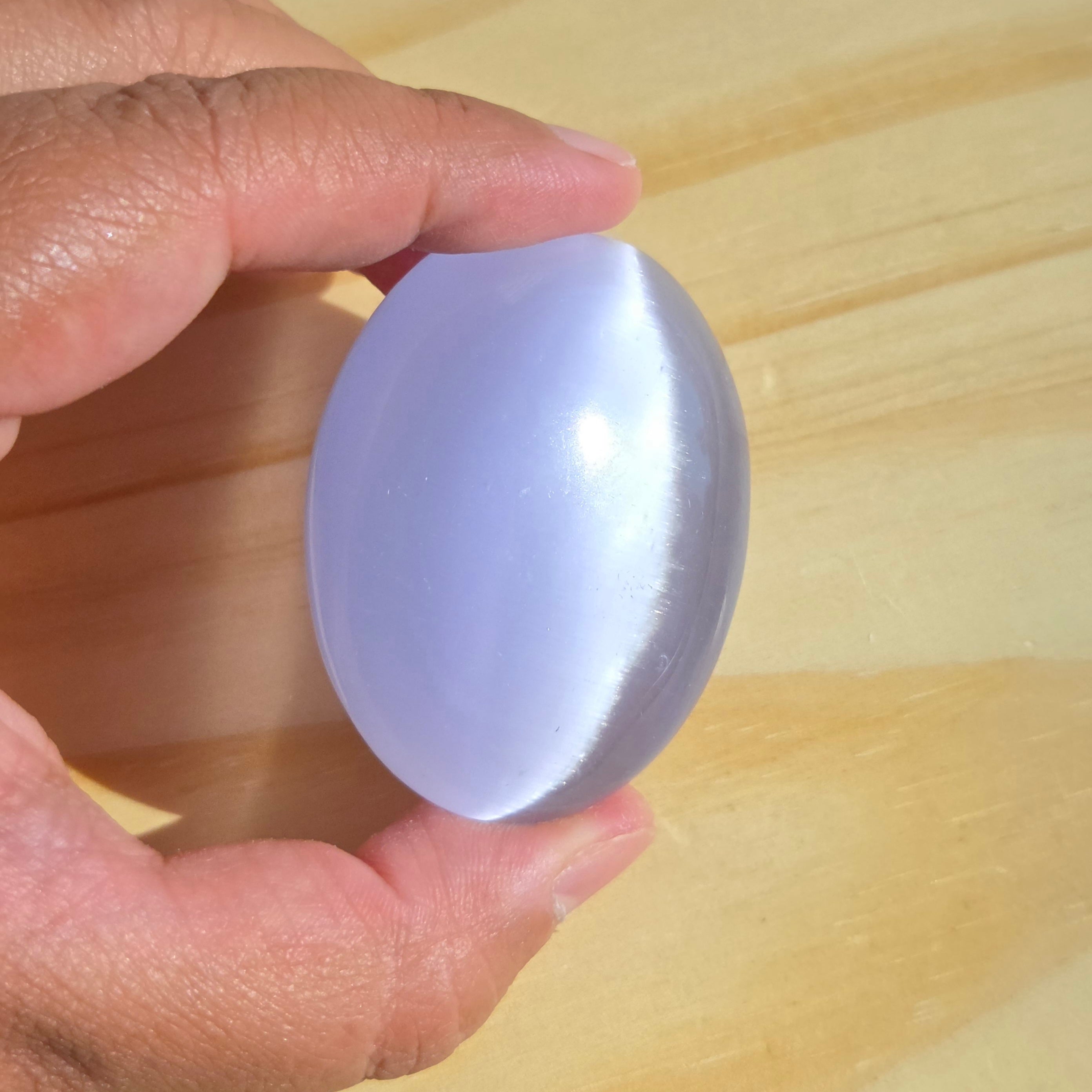 Lavender Cat's Eye Palmstone (Synthetic) | One Individual Palmstone