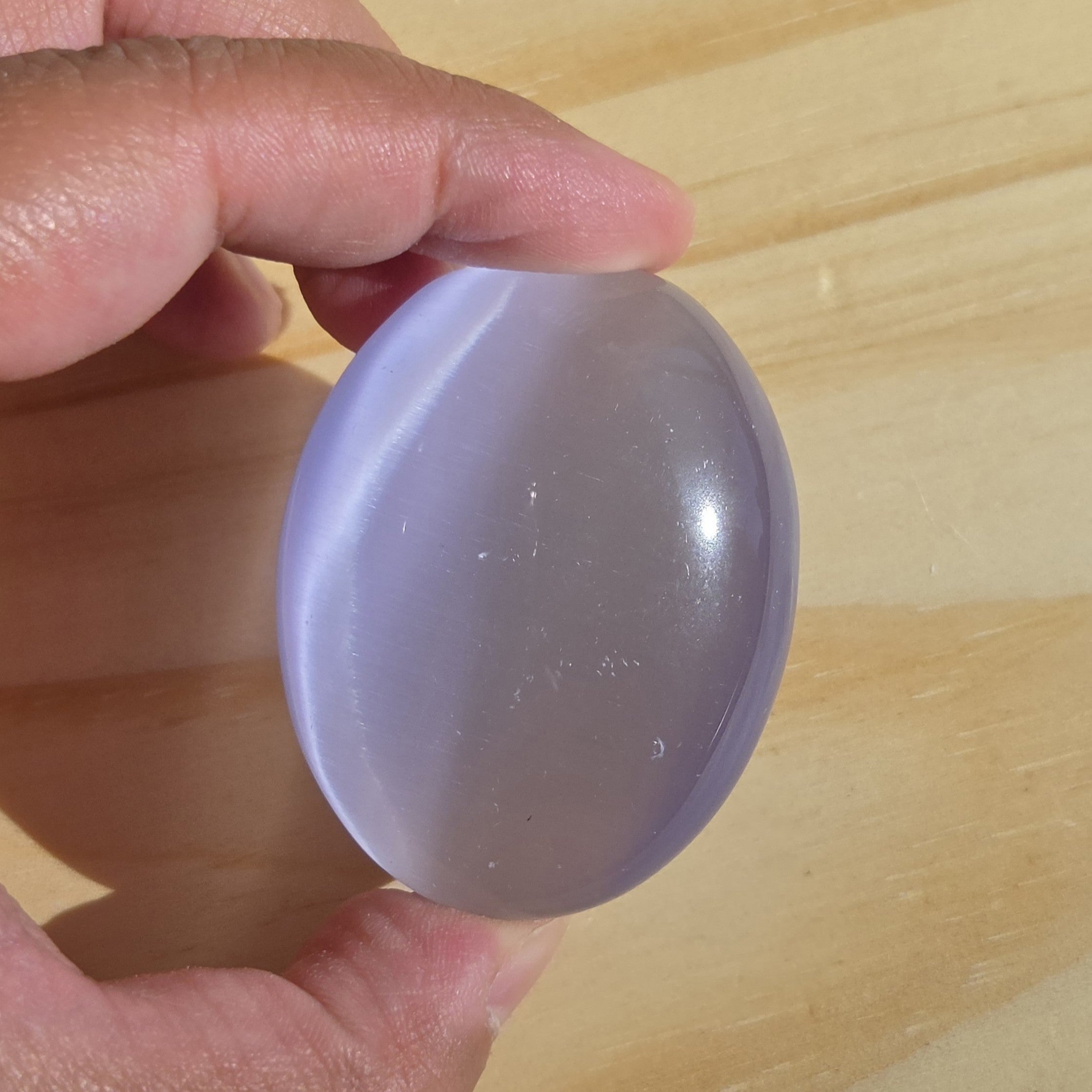 Lavender Cat's Eye Palmstone (Synthetic) | One Individual Palmstone